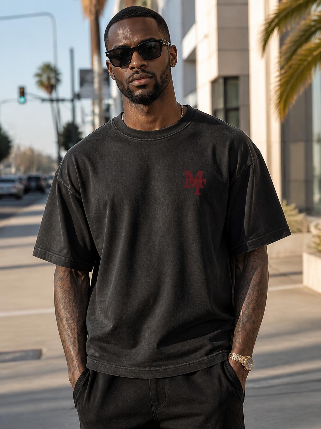 Maroon Threads washed tee in the city
